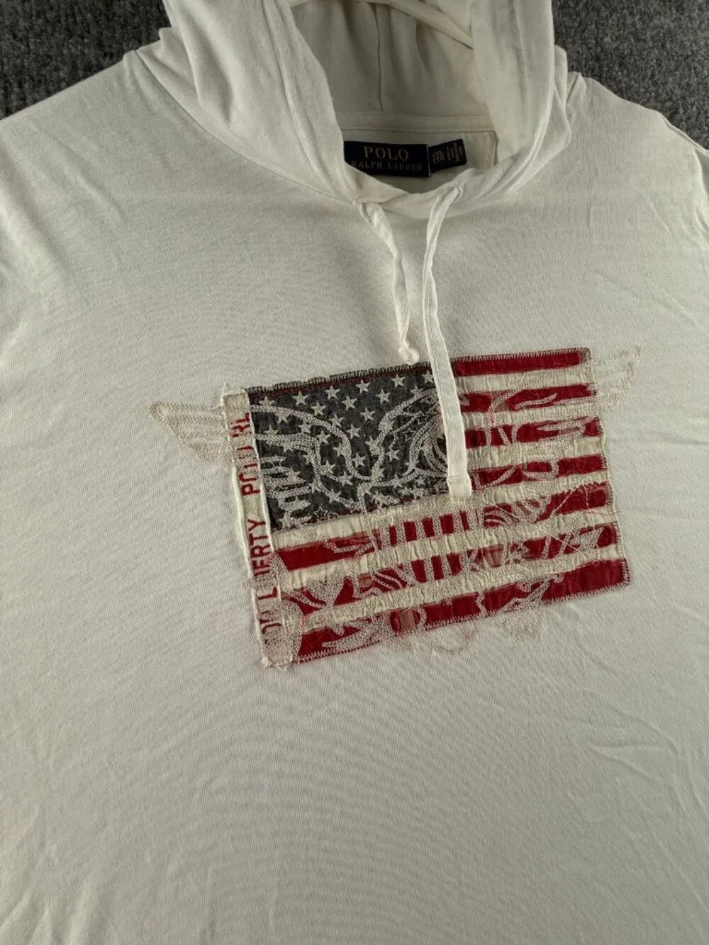 Polo Ralph Lauren Lightweight USA Flag 2XL White Sweater Pullover Graphic Hooded